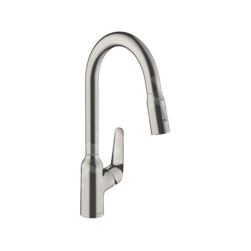 Hansgrohe Focus M42 - Mitigeur d'évier M4216-H220 avec douchette extractible, aspect inox 71820800