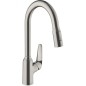 Hansgrohe Focus M42 - Mitigeur d'évier M4216-H220 avec douchette extractible, aspect inox 71820800