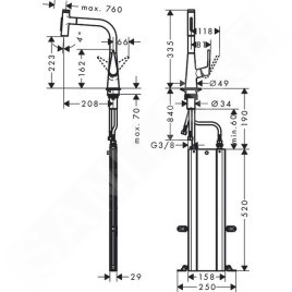 Hansgrohe Talis Select M51 - Mitigeur d'évier M5117-H220 avec douchette extractible, sBox, chrome 73868000