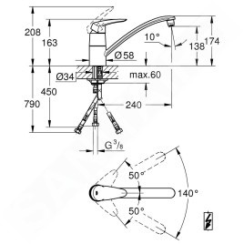 Grohe Eurodisc - Mitigeur d’évier, chrome 33771001