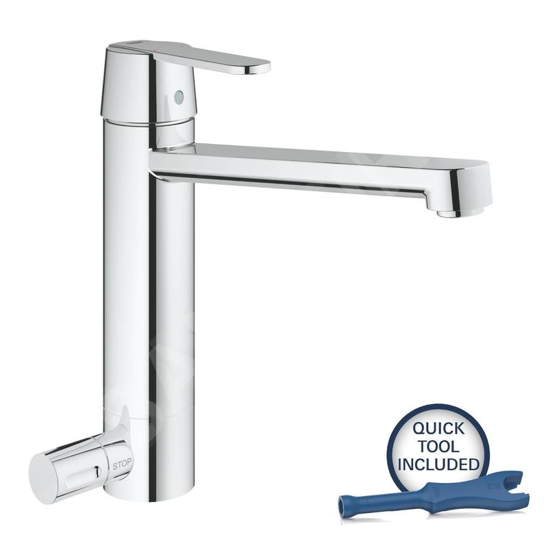 Grohe Get - Mitigeur d'évier avec vanne d'arrêt, chrome 30198000