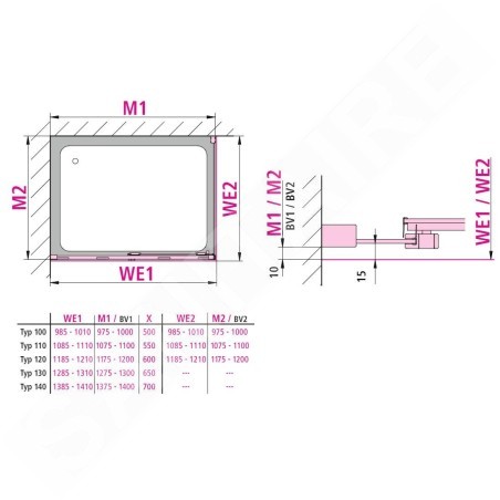 Kermi NICA - Porte de douche D2R 140x200 cm, droite, argent brillant/verre transparent NID2R14020VPK