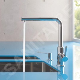 Kludi L-ine S - Mitigeur d’évier avec douchette extractible, chrome 408510575