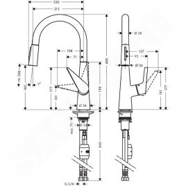 Hansgrohe Talis M51 - Mitigeur d'évier 200 avec douchette extractible, aspect inox 72813800