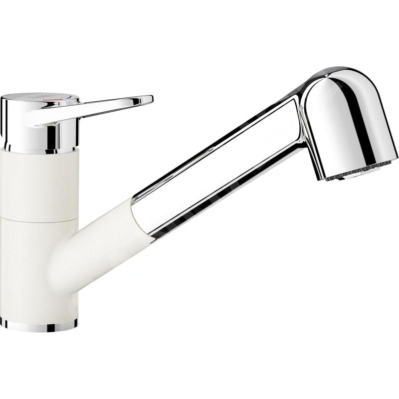 Blanco Wega S - Mitigeur d'évier avec douchette extractible, blanc / chrome 526421