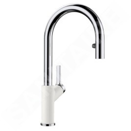 Blanco Carena S - Mitigeur d'évier avec bec extractible, blanc/chrome 521368