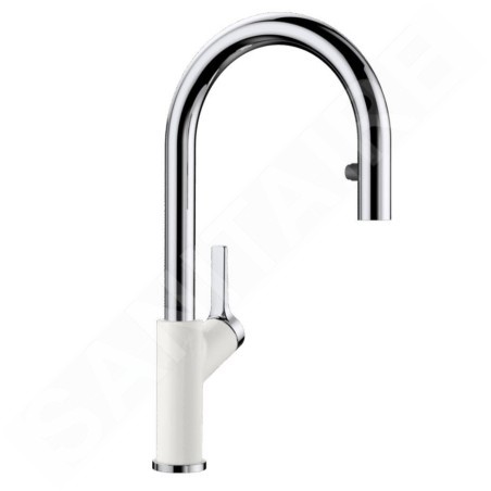 Blanco Carena S - Mitigeur d'évier avec bec extractible, blanc/chrome 521368