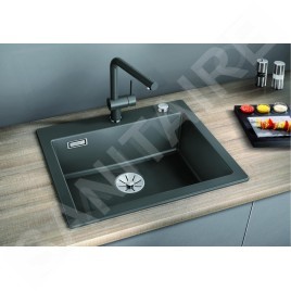 Blanco Palona 6 - Évier en céramique, 615x510 mm, avec commande de vidage, noir 524738