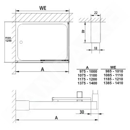 Kermi NICA - Paroi de douche Walk-In, 100x200 cm, coulissante, droite, argent brillant/verre transparent NIJ2R10020VPK