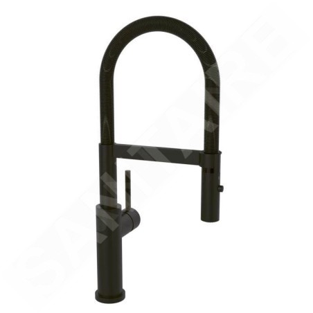 Villeroy & Boch Steel Expert Compact - Mitigeur d'évier avec bras flexible et douchette, noir mat 92730006