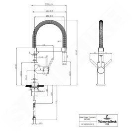 Villeroy & Boch Steel Expert Compact - Mitigeur d'évier avec bras flexible et douchette, noir mat 92730006