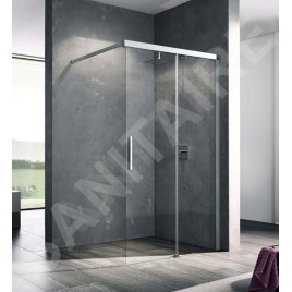 Kermi NICA - Paroi de douche Walk-In, 140x200 cm, coulissante, droite, argent brillant/verre transparent NIJ2R14020VPK