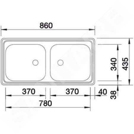 Blanco Top EZ - Évier, 860x435 mm, inox 500372