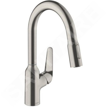 Hansgrohe Focus M42 - Mitigeur d'évier M4216-H180 avec douchette extractible, sBox, finition inox 71821800