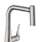 Hansgrohe Metris - Mitigeur d'évier 220 avec douchette extractible, aspect inox 14834800