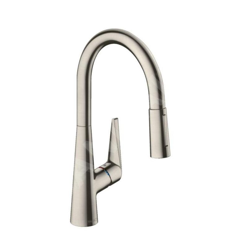 Hansgrohe Talis M51 - Mitigeur d'évier M5116-H200 avec douchette extractible, sBox, finition inox 73851800