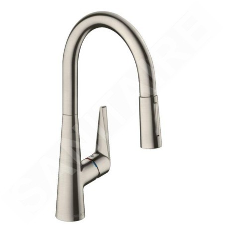 Hansgrohe Talis M51 - Mitigeur d'évier M5116-H200 avec douchette extractible, sBox, finition inox 73851800