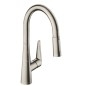 Hansgrohe Talis M51 - Mitigeur d'évier M5116-H200 avec douchette extractible, sBox, finition inox 73851800