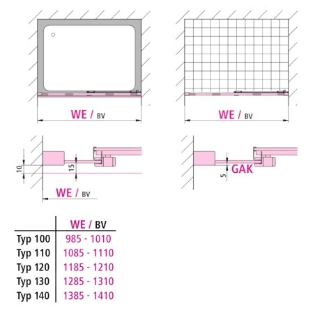 Kermi NICA - Porte de douche L2L 120x200 cm, gauche, argent brillant/verre transparent NIL2L12020VPK