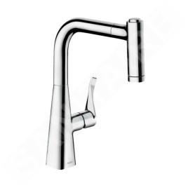 Hansgrohe M71 - Mitigeur d'évier Metris avec douchette extractible, sBox, EcoSmart, chrome 73823000