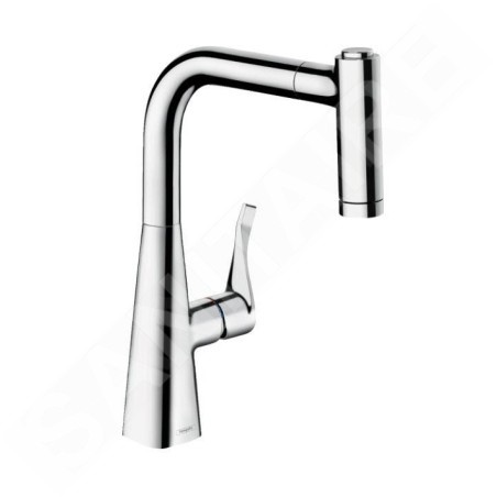 Hansgrohe M71 - Mitigeur d'évier Metris avec douchette extractible, sBox, EcoSmart, chrome 73823000