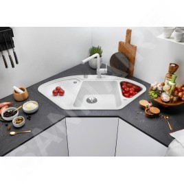 Blanco Delta II - Évier en silgranit 1057x575 mm, avec commande de vidage et accessoires, InFino, blanc 523660