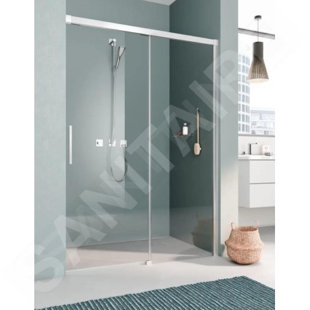 Kermi NICA - Porte de douche L2R 100x200 cm, droite, argent brillant/verre transparent NIL2R10020VPK