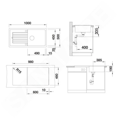 Blanco Zia XL 6 - Évier en Silgranit, 1000x500 mm, gris 527400