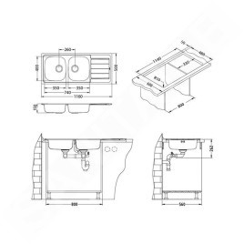 Alveus Line - Évier 1160x500 mm, inox 1087978
