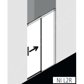 Kermi NICA - Porte de douche L2R 120x200 cm, droite, argent brillant/verre transparent NIL2R12020VPK