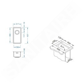 Alveus Kombino - Évier 217x437 mm, avec commande du vidage, inox 1100233