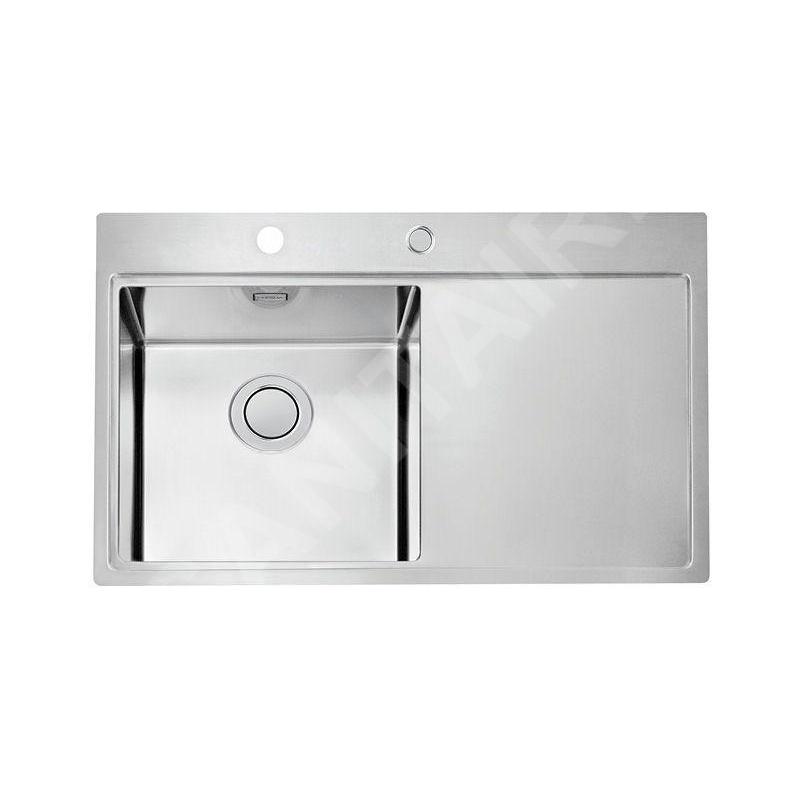 Alveus Pure Up - Évier 790x525 mm, avec commande du vidage, bac à gauche, inox 1123789
