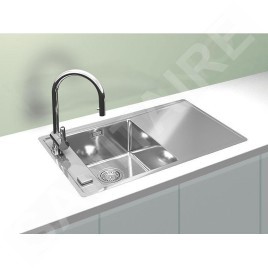 Alveus Stricto - Évier 790x472 mm, avec commande du vidage, bac à gauche, inox 1124359