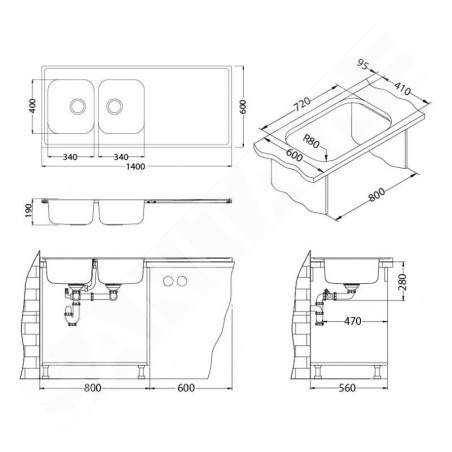 Alveus Classic Pro - Évier 1400x600 mm, inox 1132129