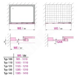 Kermi NICA - Porte de douche L2R 140x200 cm, droite, argent brillant/verre transparent NIL2R14020VPK