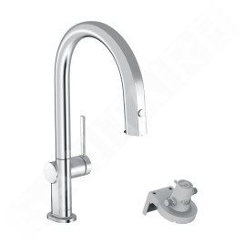 Hansgrohe Aqittura M91 - Mitigeur d'évier avec bec extractible et filtration, sBox, chrome 76826000