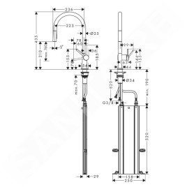 Hansgrohe M54 - Mitigeur d'évier Talis avec douchette extractible, sBox, chrome noir brossé 72801340