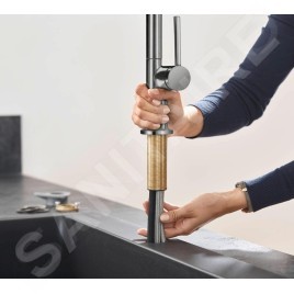 Hansgrohe M54 - Mitigeur d'évier Talis avec douchette extractible, sBox, chrome noir brossé 72801340