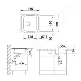 Blanco Tipo 45 - Évier, 480x500 mm, inox 525320