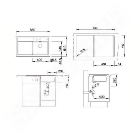 Blanco Zenar 45 - Évier en Silgranit, 860x510 mm, avec commande du vidage, anthracite 523850