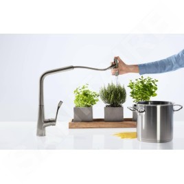 Hansgrohe Metris Select - Mitigeur de cuisine 320 avec sortie extractible, aspect inox 14884800