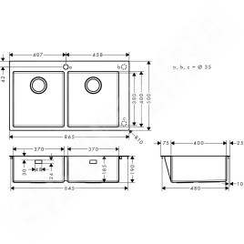 Hansgrohe Éviers - Évier à encastrer S711-F765, inox 43303800