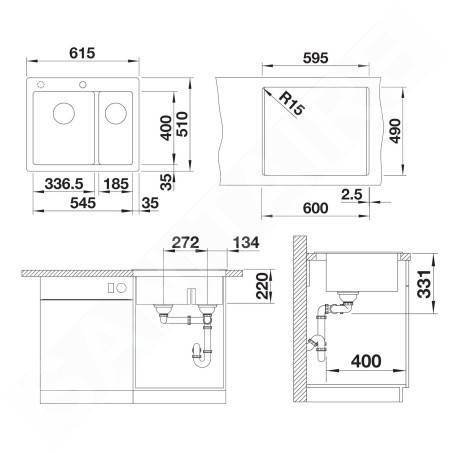 Blanco Pleon 6 Split - Évier en silgranite, 615x510 mm, anthracite 521689