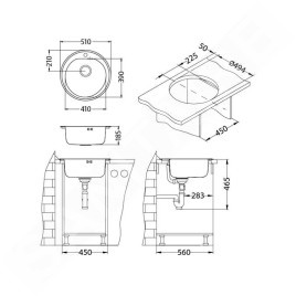 Alveus Form - Évier, diamètre 510 mm, inox 1116756