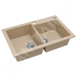 Alveus Rock - Évier en granit 780x480 mm, avec commande de vidage, beige 1090962