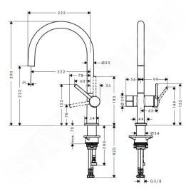Hansgrohe M54 - Mitigeur d'évier Talis 220, avec vanne d'arrêt, aspect inox 72805800