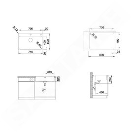 Blanco Solis 700 - Évier 740x500 mm, InFino, inox brossé 526127