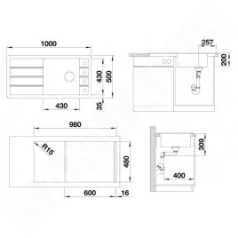 Blanco Faron XL 6 - Évier en silgranit 1000x500 mm, noir 525896