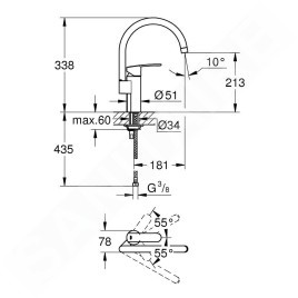 Grohe Wave Cosmopolitan - Mitigeur d'évier, chrome 32449001