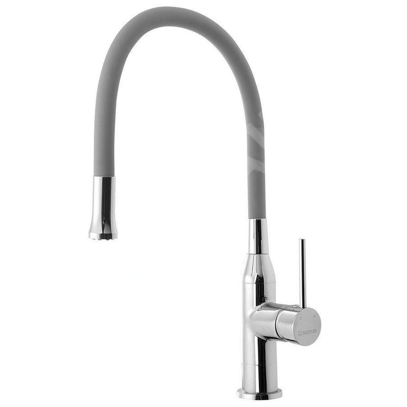 Sapho Robinetterie - Mitigeur d'évier Sili avec bras flexible, argent/chrome SR414